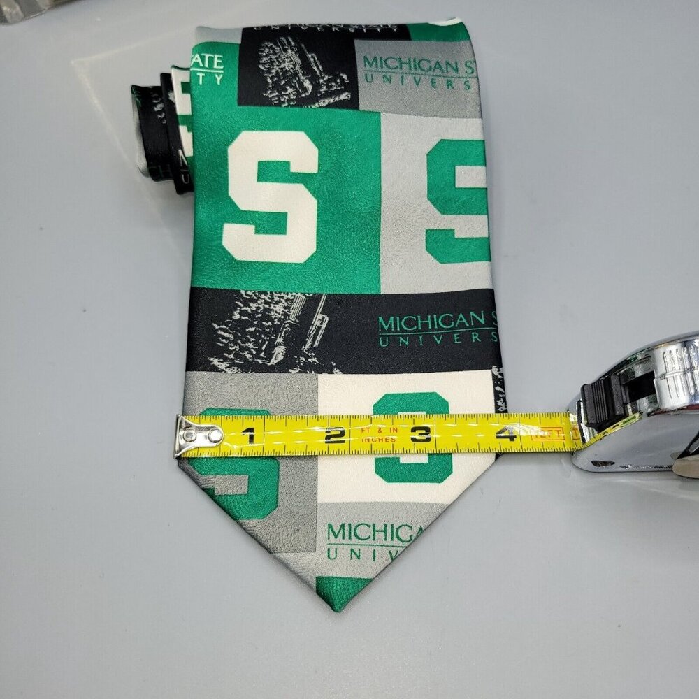 Ralph Marlin RM Michigan State University Tie 2003 Necktie Vintage Green Black - Picture 7 of 7